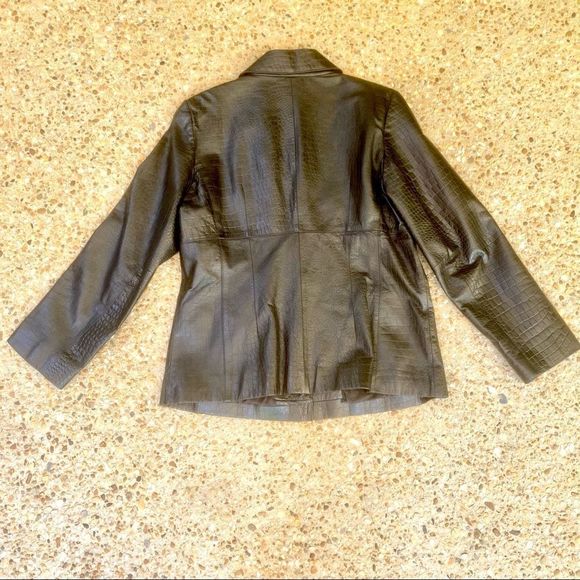 NY & Co Black Leather Lizard Embossed Jacket L - Picture 10 of 10